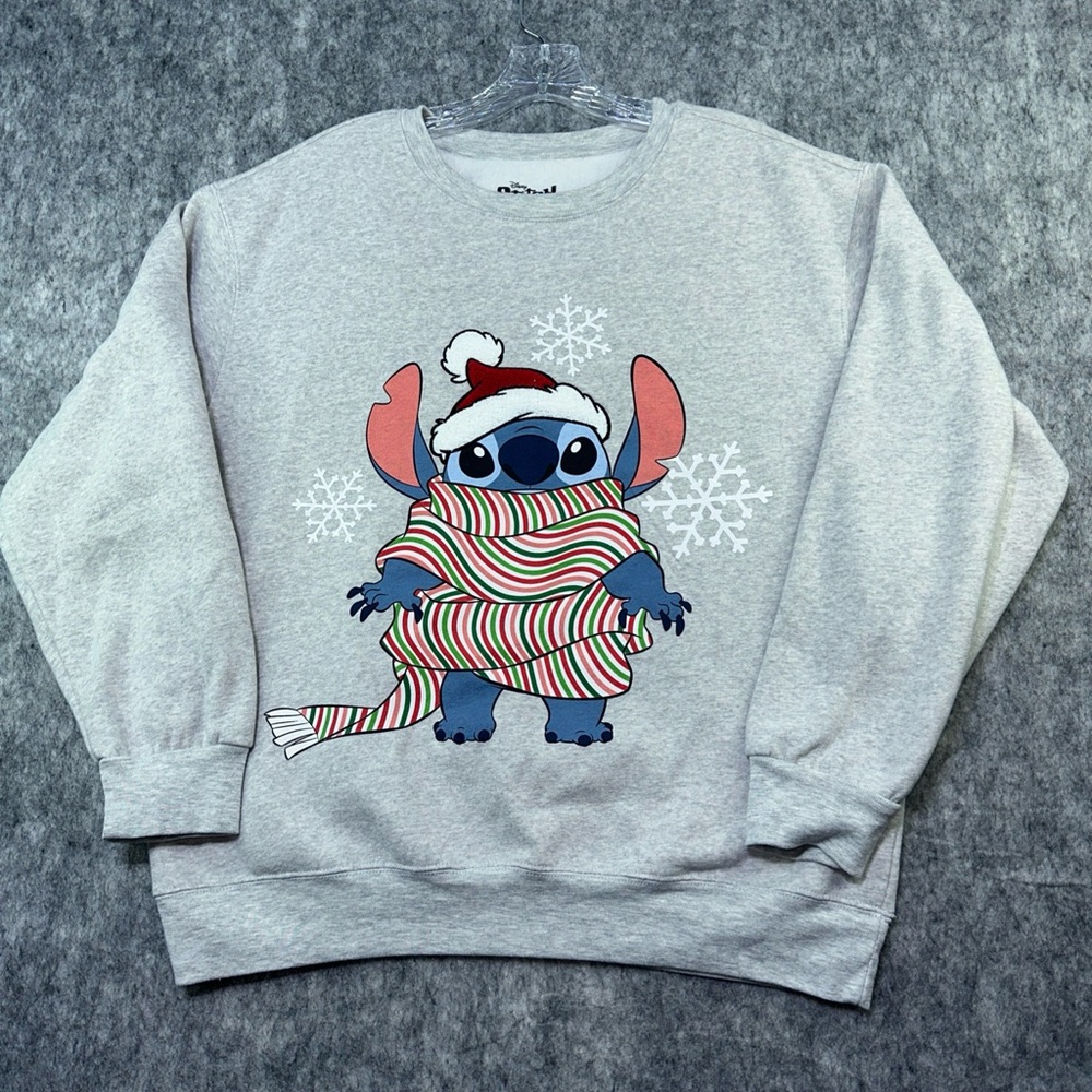 Disney Gray and Blue Stitch Holiday Sweatshirt